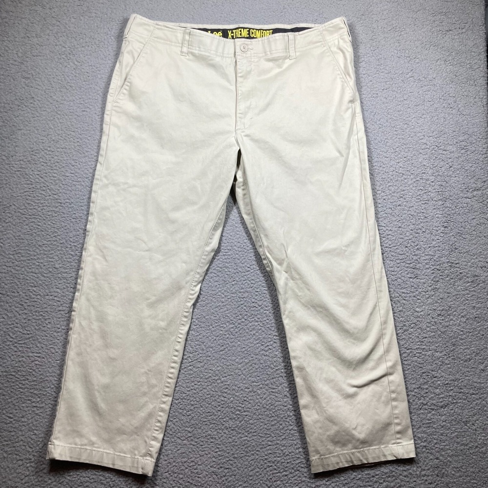 Lee Pants Men's 40x29 Beige Extreme Comfort Chino Performance Khaki STAINS